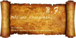 Móger Florentin névjegykártya